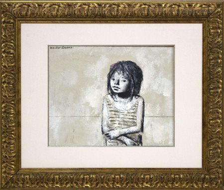 Xavier Bueno, Bambina, 1969, olio su tela, cm 40x50, opera registrata presso...