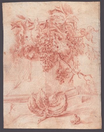 Natura morta con un melone e aglio, scuola romana, XVIII secolo