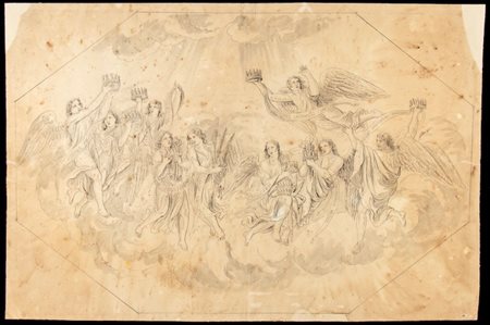 Luigi Ademollo (Milano 1764-Firenze 1849). Recto: Gloria di angeli | Verso: Studio per decorazione con gli Evangelisti