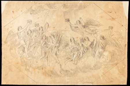 Luigi Ademollo (Milano 1764-Firenze 1849). Recto: Gloria di angeli | Verso: Studio per decorazione con gli Evangelisti