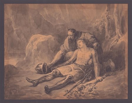 Francesco Gonin (Torino 1808-Giaveno 1889). Morte di un cavaliere, 1835
