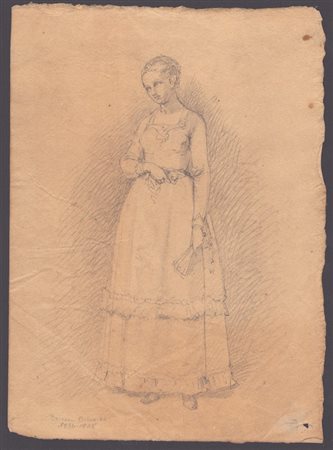 Odoardo Borrani (Pisa 1833-Firenze 1905). Donna con un ventaglio