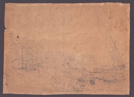 Scorcio di u porto con le barche, XIX secolo