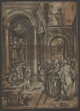 Albrecht Dürer (da) - Marcantonio Raimondi (c. 1480-1534, 1471-1528). La presentazione della Madonna al tempio
