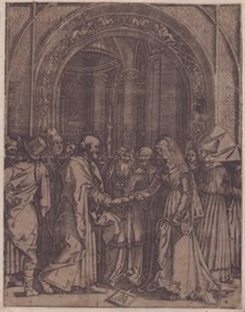 Albrecht Dürer (da) - Marcantonio Raimondi (c. 1480-1534, 1471-1528). Sposalizio della Vergine