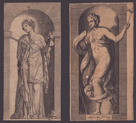 Giulio Bonasone (nei modi di) (c.1498-c. 1574). Avaritia | Diligentia