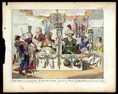 James Gillray (1756-1815). THE NEW AND ELEGANT ST GILES’S CAGE. Erected on Purpose for the Dillitanti Theatrical Society.acquaforte  cm 26,0x 20,5
