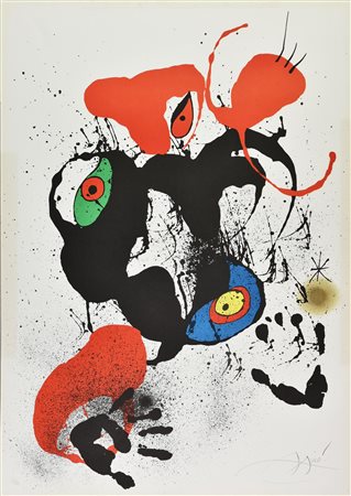 Joan Miro' (1893 - 1983) EL FOGAINER, 1973 litografia, cm 82,5x59; es. 26/75...