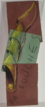 Aldo Mondino (1938 - 2005) BABOUCHES, 2001 pastelli su carta, cm 90x30 firma...