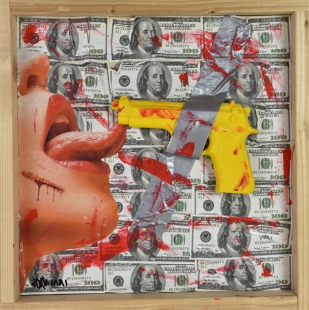 Tommy Goodman (1975) SENZA TITOLO applicazione e tecnica mista su tavola, cm...