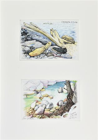 Piero Gilardi (1942 - 2023) SENZA TITOLO, 2014 tecnica mista su carta, cm...