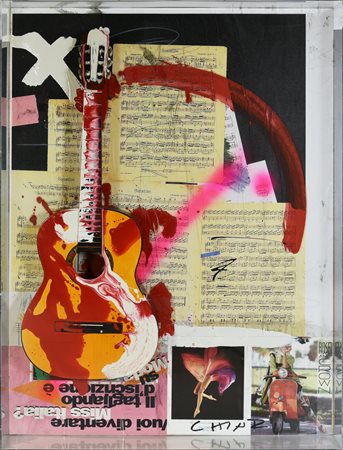 Giuseppe Chiari (1926 - 2007) SENZA TITOLO applicazione di chitarra e tecnica...