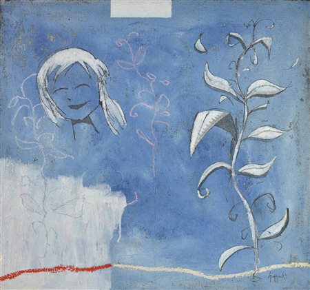 Luca Giovagnoli SPERO DI TROVARTI, 2001 tecnica mista su juta, cm 80x80 firma...