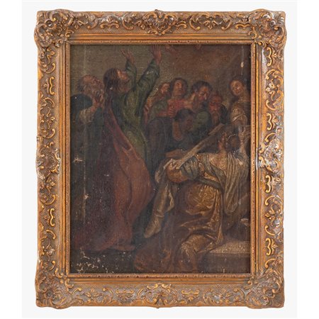 SCUOLA FIAMMINGA DEL XIX SECOLO, Scena Biblica, Olio su tela