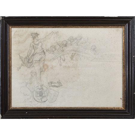 PITTORE XIX SECOLO, Scena allegorica celebrativa, Disegno