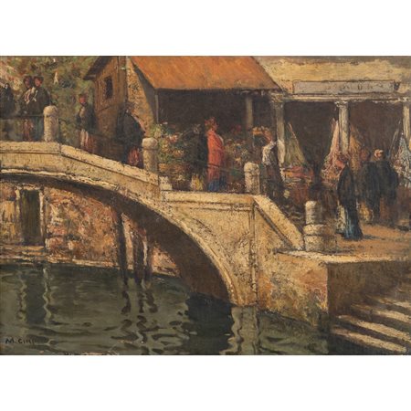 M. CINI, Scorcio di Venezia, Olio su tela