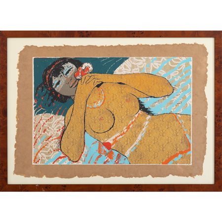 SALVATORE FIUME, Odalisca, Serigrafia a colori