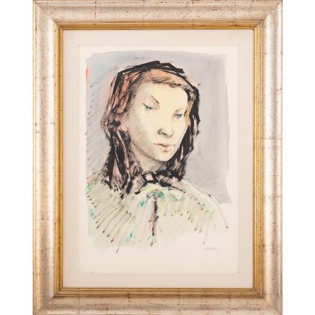 DOMENICO PURIFICATO, Donna col velo, Tempera su carta