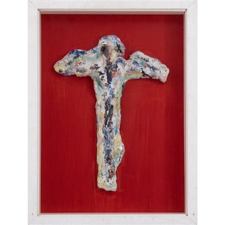 ERNESTO TRECCANI, Crocifisso, Scultura in ceramica policroma
