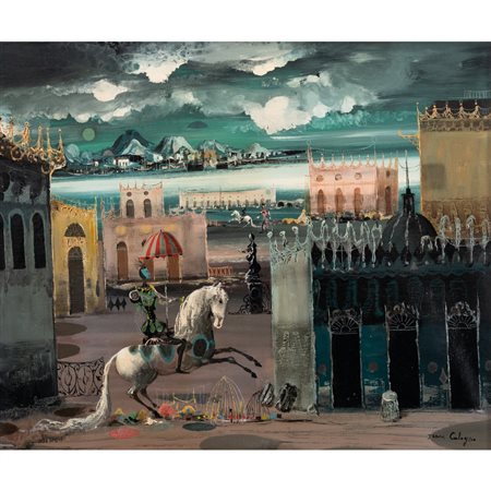 JEAN CALOGERO, Paesaggio fantastico, Olio su tela