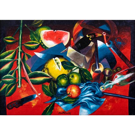 GIGI MARTORELLI, Composizione, Olio su tela