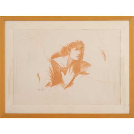 TOTO' BONANNO, Studio di figura femminile,Sanguigna su carta