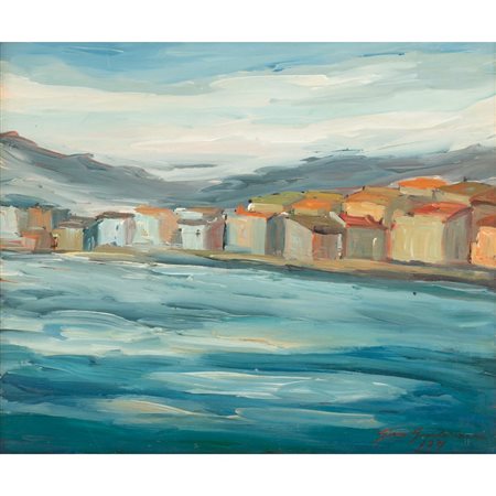 GIANNI GUADALAXARA, Costa Greca, Olio su tavola