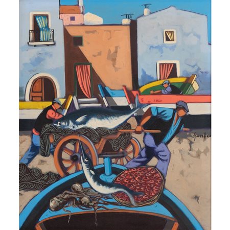 GIUSEPPE UZZACO, Il Tonno, Olio su tela