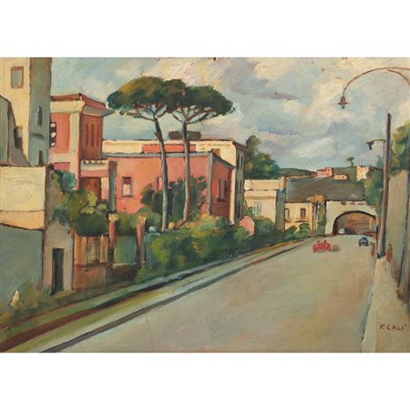 PINA CALÌ, Centro urbano, Olio su tavola