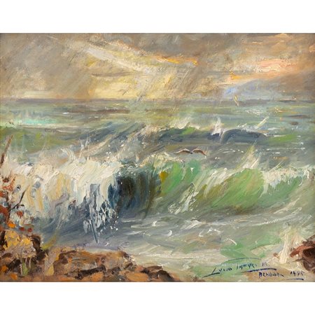 LUCIO TAFURI, Paesaggio marino, Olio su cartone telato