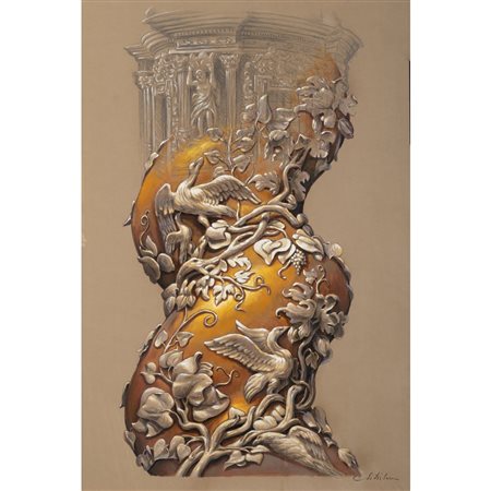 GIROLAMO DI CARA, Colonnina tortile, Tecnica mista su carta