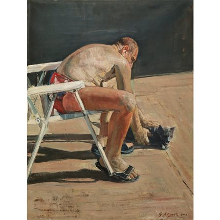Giovanni La Cognata (1954)  - Figura con gatto, 2002