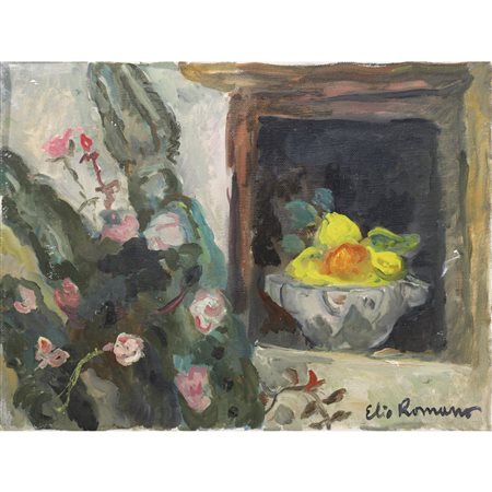 Elio Romano (Trapani 1909-Catania 1996)  - Pianta e centrotavola con frutti
