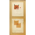 Aldo  Mondino (Torino  1938-Torino 2005)  - Collage, coppia di tecniche miste su carta a pplicata su tavola