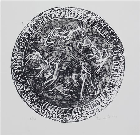 Tarantino Giuseppe Battaglia acquaforte su carta a rilievo, cm. 50x35, es....