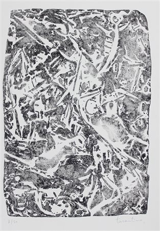 Tarantino Giuseppe Battaglia acquaforte su carta a rilievo, cm. 50x35, es....