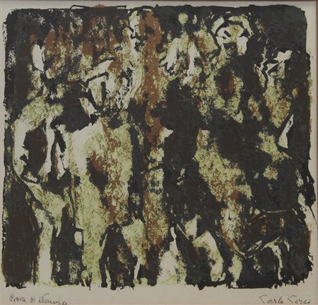 Corsi Carlo Senza titolo litografia su carta, cm. 35x40, es. pda firmata in...