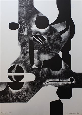 Monnini Alvaro Pensante, 1972 litografia su carta, cm. 71x51, es. p.a....