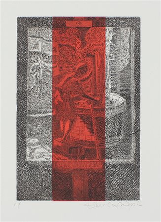 Carmassi Arturo Il torchio incisione su carta, cm. 50x35, es. VI/X firmata in...