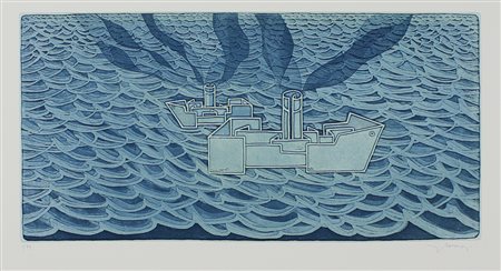 Casorati Francesco Piroscafi incisione su carta, cm. 50x70, es. 1/99 firmato...