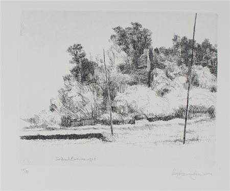 Bianchi Barriviera Lino Sulla Flaminia vecchia, 1971 acquaforte su carta, cm....