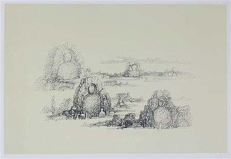 Clerici Fabrizio Le isole, 1971 litografia a 2 colori su carta, cm. 50x70,...