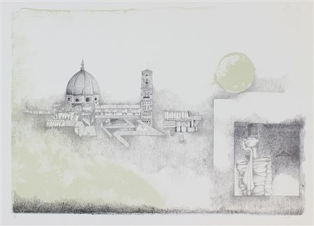 Czinner Ossi Duomo di Firenze, 1973 litografia a colori su carta, cm. 50x70,...