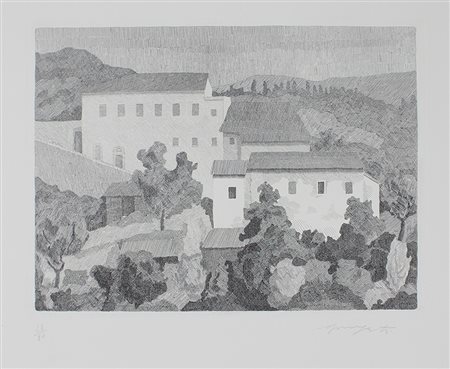 Mongatti Vairo Grande paesaggio, 1968 acquaforte su carta, cm. 50x70, es....