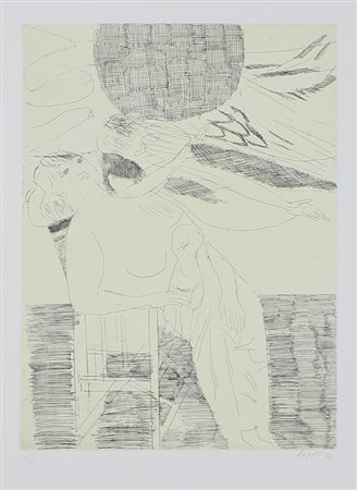 Saetti Bruno Madre con bambino, 1976 acquaforte con fondino su carta, cm....