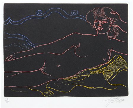 Gentilini Franco Figura di donna litografia su carta, es. 83/100, cm. 35x50...
