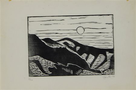 Marchello G. Il silenzio della luna xilografia su carta, cm. 21x34, es. 1/20...