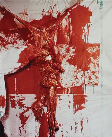 Nitsch Hermann O.M. Theater, 1973 fotografia su carta kodak, cm 60x50, es....