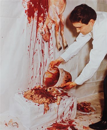 Nitsch Hermann O.M. Theater, 1973 fotografia su carta kodak, cm 60x50, es....