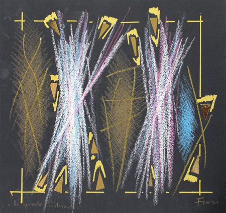 Finzi Ennio Lo sguardo indiscreto tecnica mista e applicazioni su cartoncino...